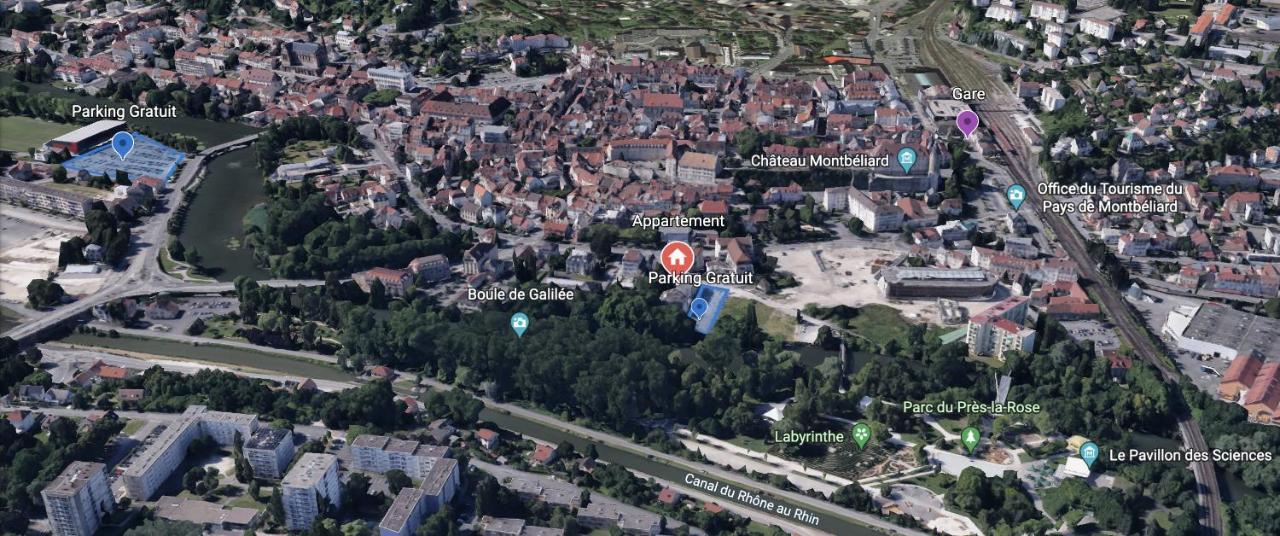 Appartement Avec Terrasse Et Parking Gratuit Accole Montbeliard Bagian luar foto
